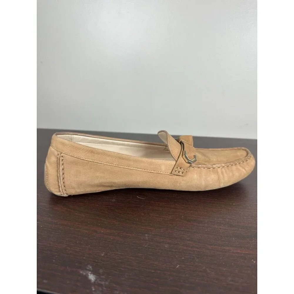 Cole Haan Evelyn Bow Driver Loafer Birch Beige Nubuck Size 9.5 Women’s